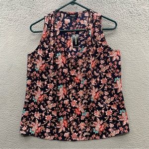 Express NWT Women’s Size XS Blue Floral Sleeveless V-Neck Casual Tank Top Blouse